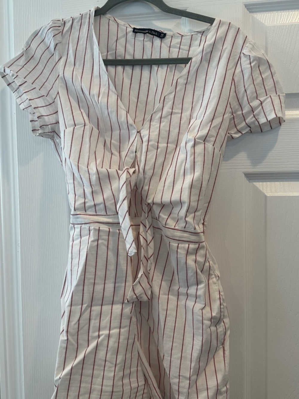 Abercrombie & Fitch White with Red Vertical Stripes